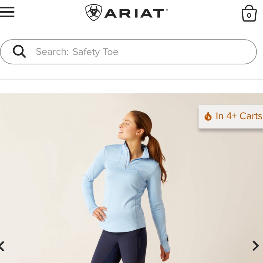 Ariat fitted zip up base layer long sleeved shirt